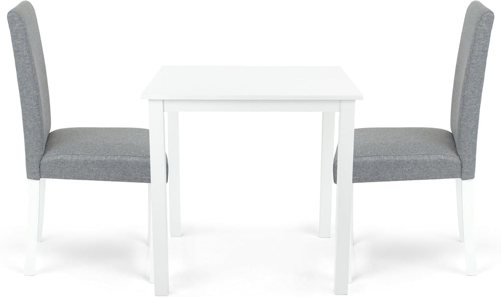 Dining Square Kitchen Table Contemporary Design Solid Wooden in White Finish