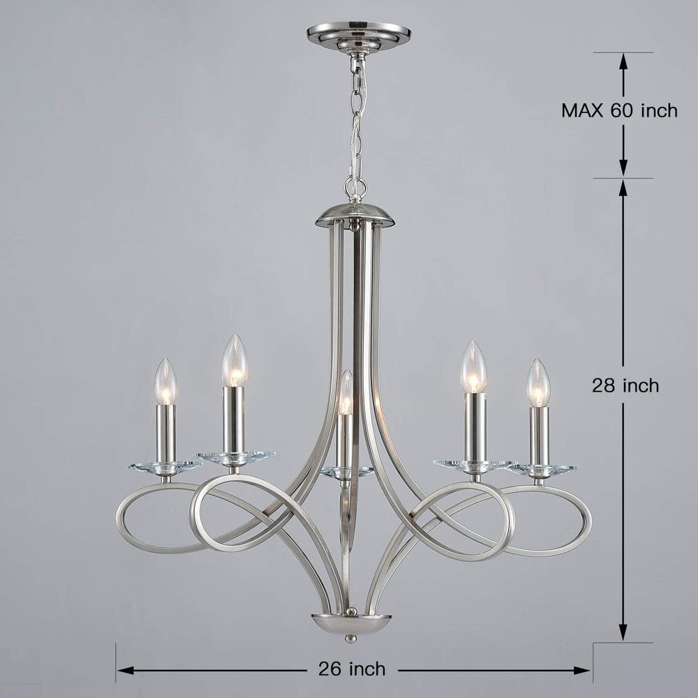 Saint Mossi 5-Lights Nickel Plated Modern Chandelier Light Fixture,Modern Pen...