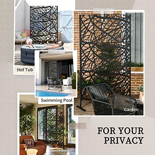 Outsunny Decorative Outdoor Privacy Screen See-Through Fence Panel 6.5FT