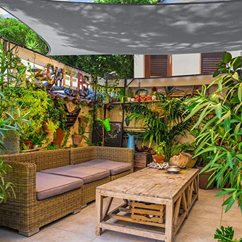 AsterOutdoor Sun Shade Sail Rectangle 8' x 12' UV Block Canopy for Pa...