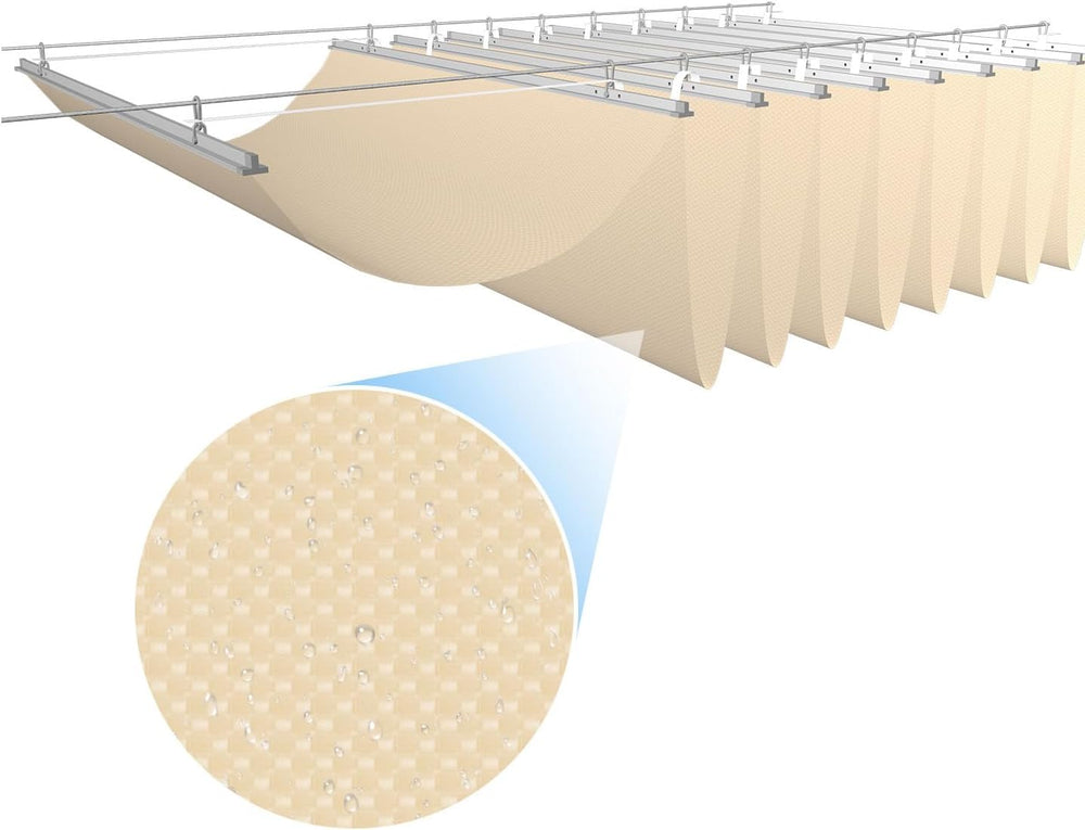 E&K 4'Wx16'L Waterproof Pergola Shade Cover Retractable Canopy Ou...