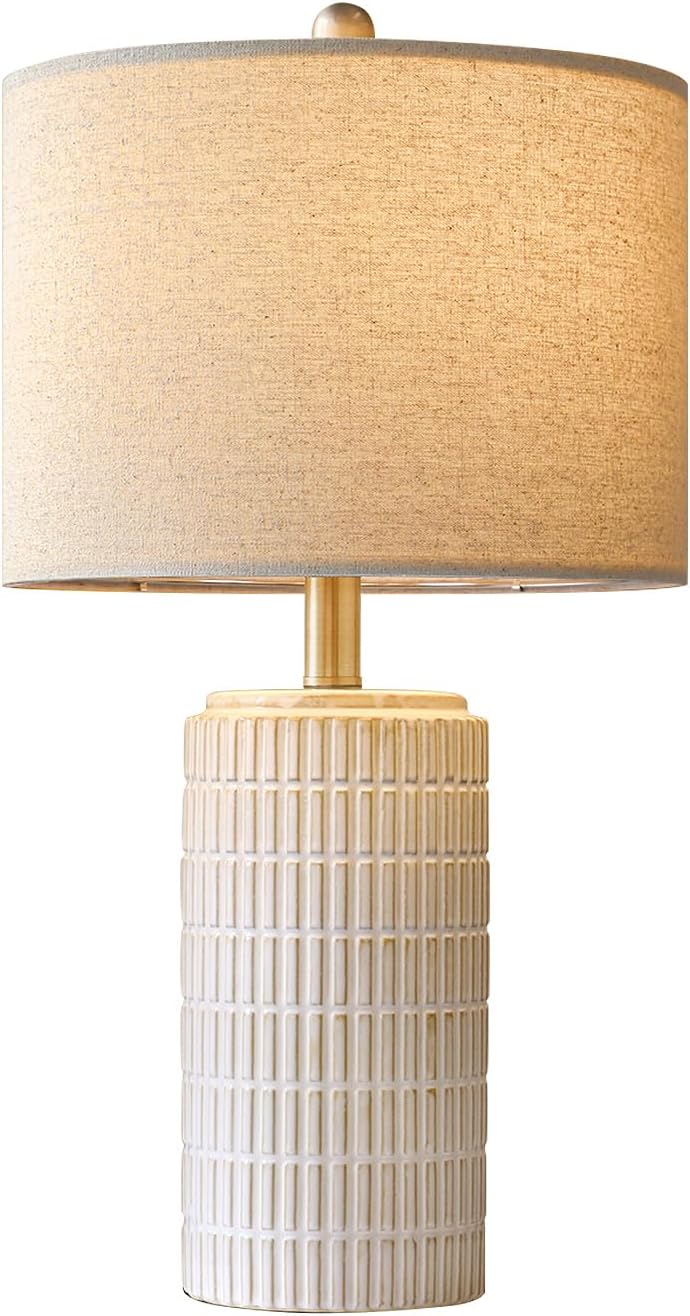 PoKat 23'' Bedside Table Lamp for Bedroom Nightstands, Modern Ceramic...
