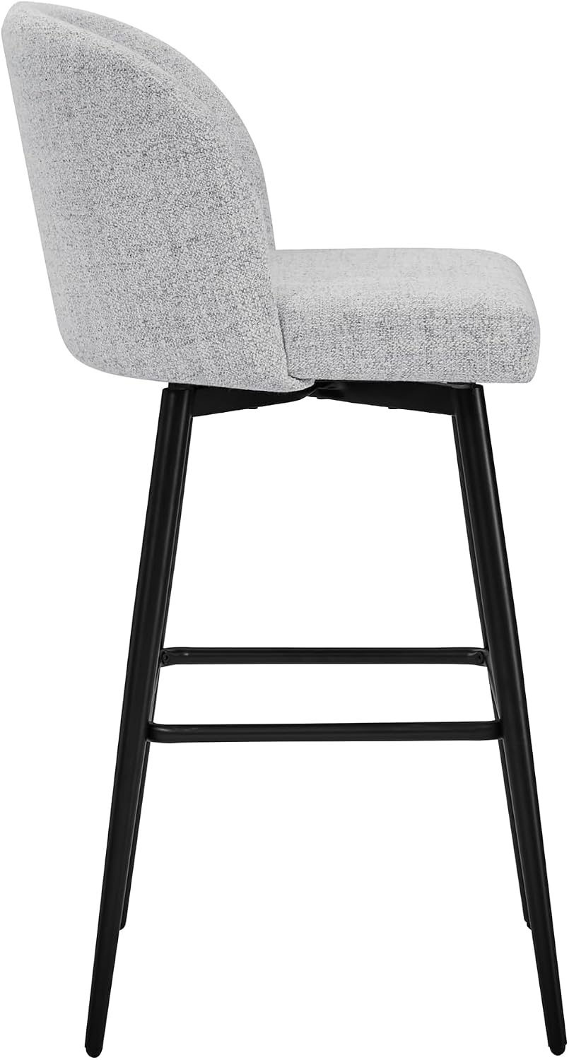 Watson & Whitely Swivel Bar Stools Set of 2, Fabric in White