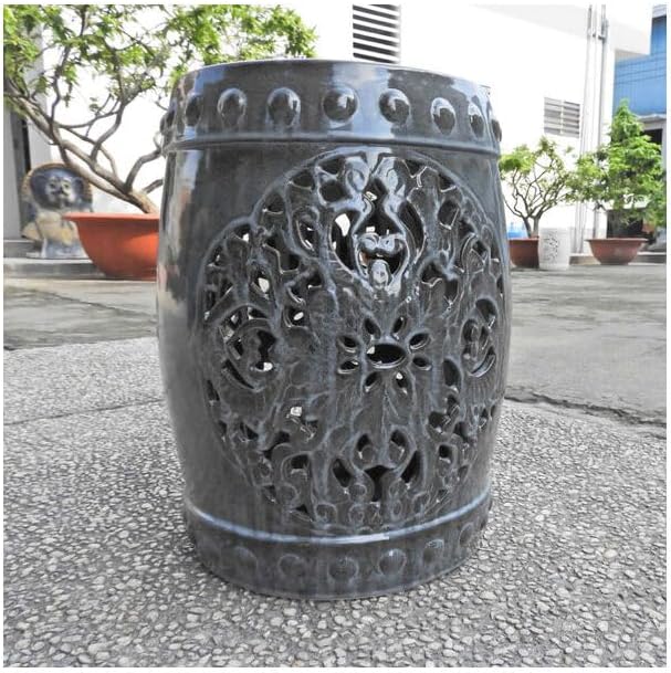 International Caravan Isfahani Garden Stool - Ceramic Patio Accent - Outdoor ...