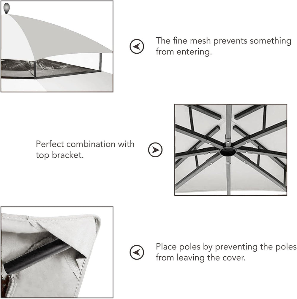 Hugline Outdoor Replacement Canopy Top Double Tier Gazebo Roof Cover for Lowe...