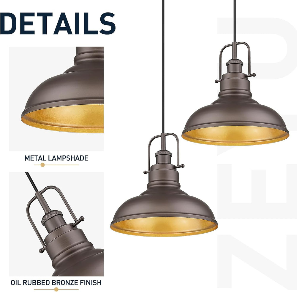 zeyu Farmhouse Pendant Light, 1-Light Industrial Hanging Light Fixture 11-inc...
