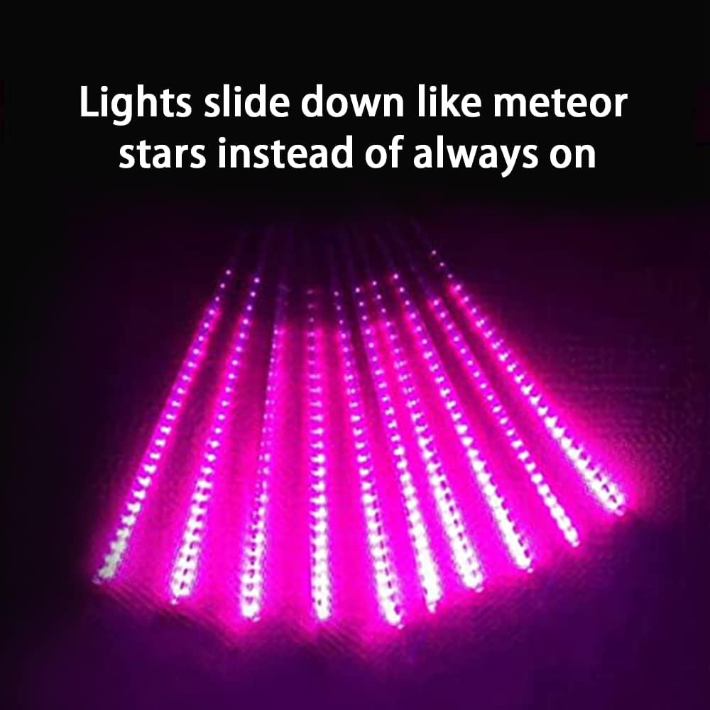 Purple Meteor Shower Lights, 10 Tube 540 LED 20 Inch Icicle Raindrop Lights f...