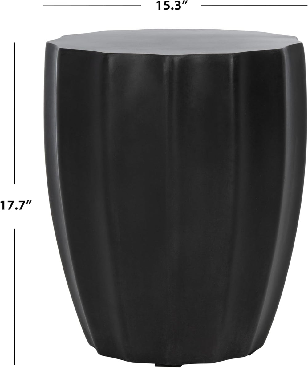 SAFAVIEH Outdoor - Jaslyn Accent Stool - Black Concrete - Modern Sculptural D...