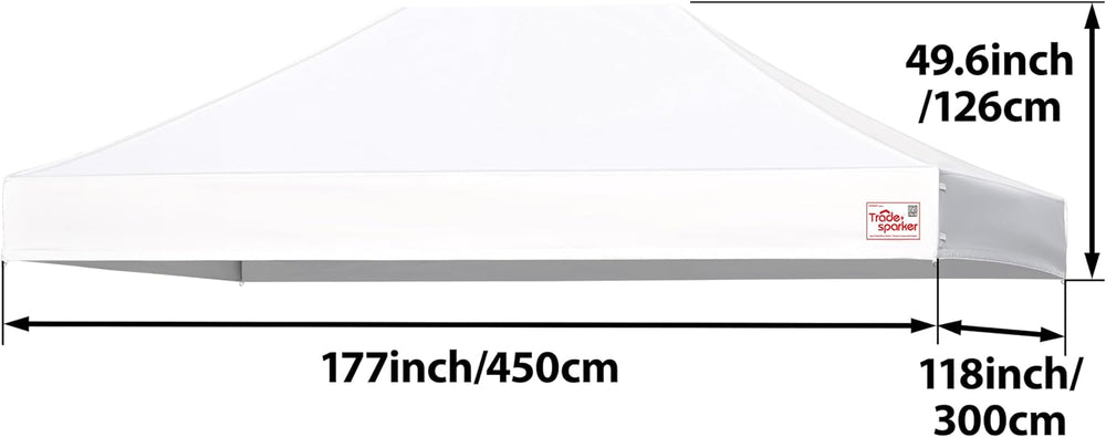 Tradesparker 10x15 Commercial Pop Up Canopy Replacement Top-Windproof D-Rings...