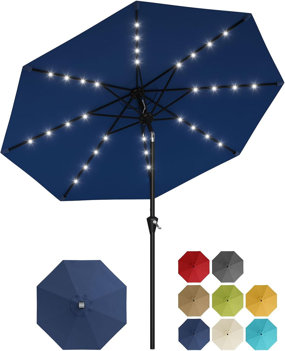 Garvee 9FT Solar Patio Umbrella Outdoor Umbrella with 32 LED Lights