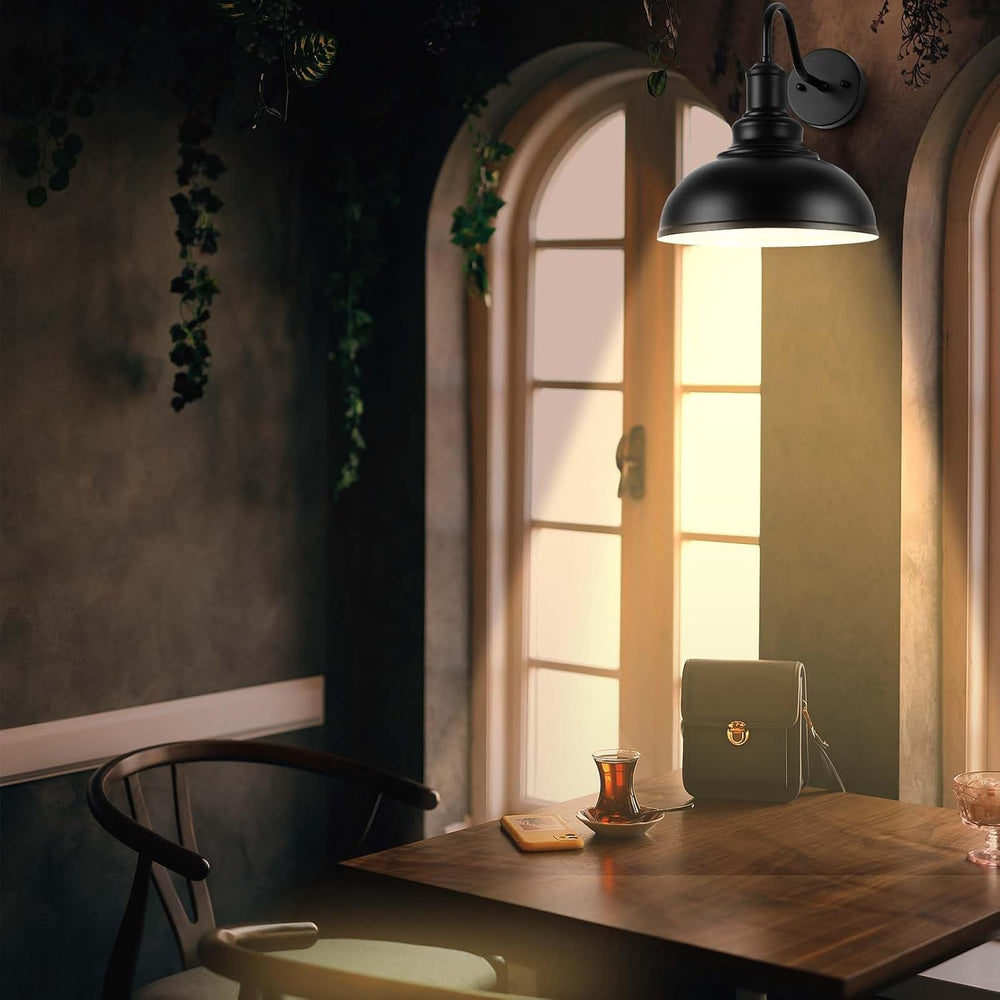 Outdoor Wall Sconces, Exterior Farmhouse Gooseneck Barn Light, Vintage Matte ...