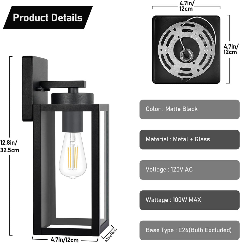 BesLowe Outdoor Wall Light Fixtures, Modern Black Exterior Wall Lanterns