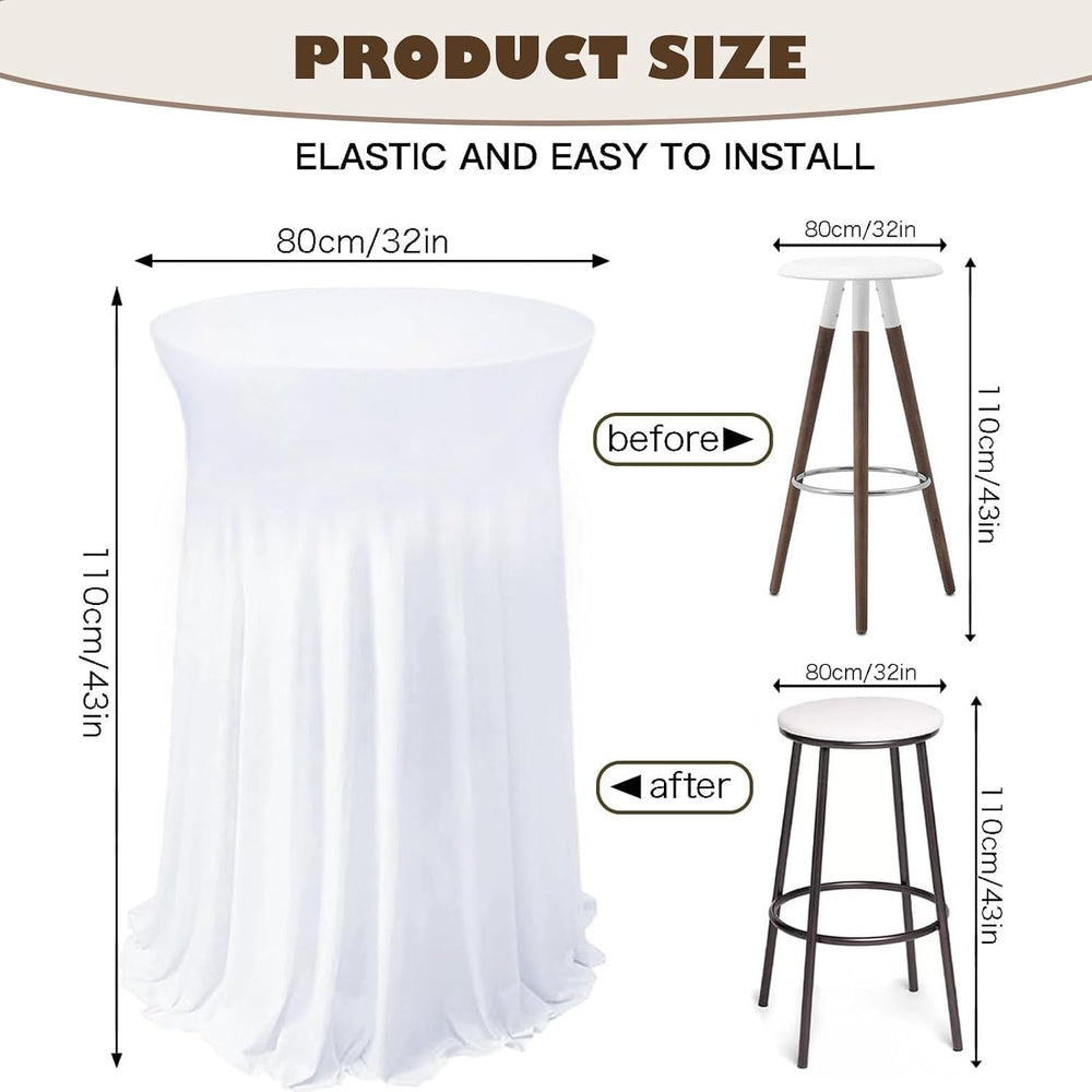5 Pack White Cocktail Table Covers - 32 x 43 Inch Stretch Spandex Cocktail Ta...