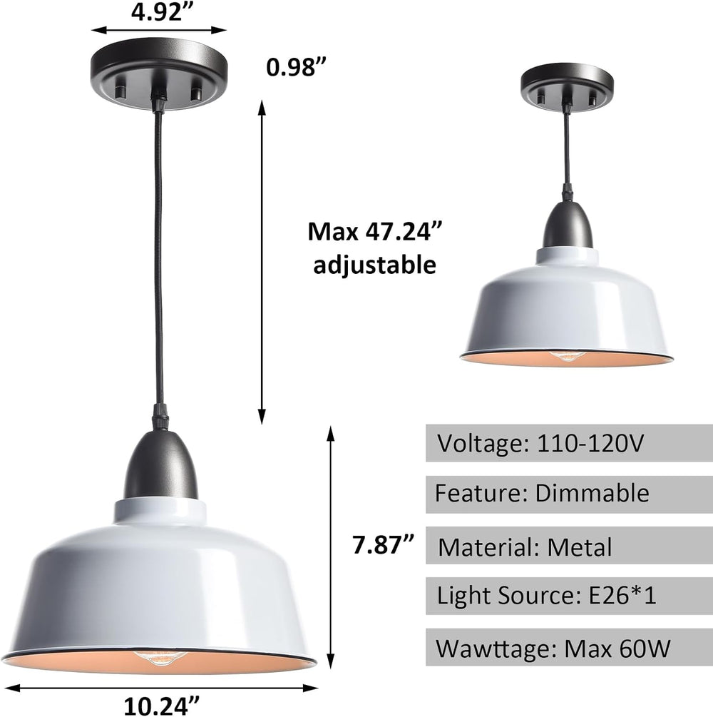 Modern Farmhouse White Pendant Light, Macaron Dome