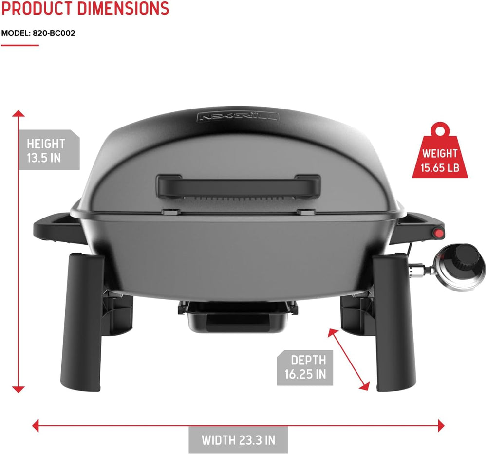 Nexgrill Tabletop 1 Burner Gas Grill, Compact with Cast Aluminum Frame