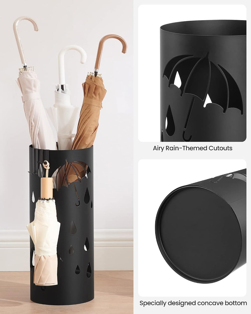 SONGMICS Umbrella Stand, Steel Round Holder Rack, 6.7 x 6.7 x 16.1 Inches