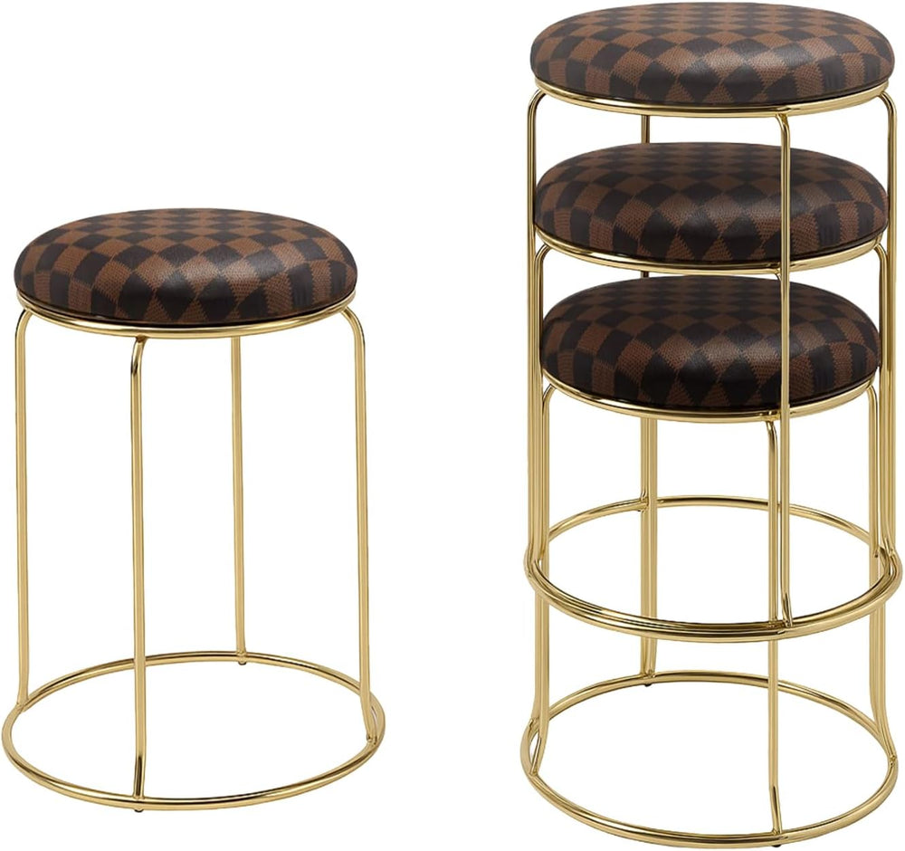 Kings Brand Furniture 4-Pack Stack Stools, Upholstered w/Metal Legs Backless ...