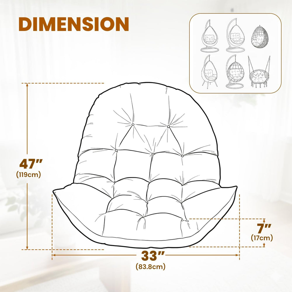 Egg Chair Cushion Replacement Outdoor Hanging Chair Cushion for Patio Furitur...
