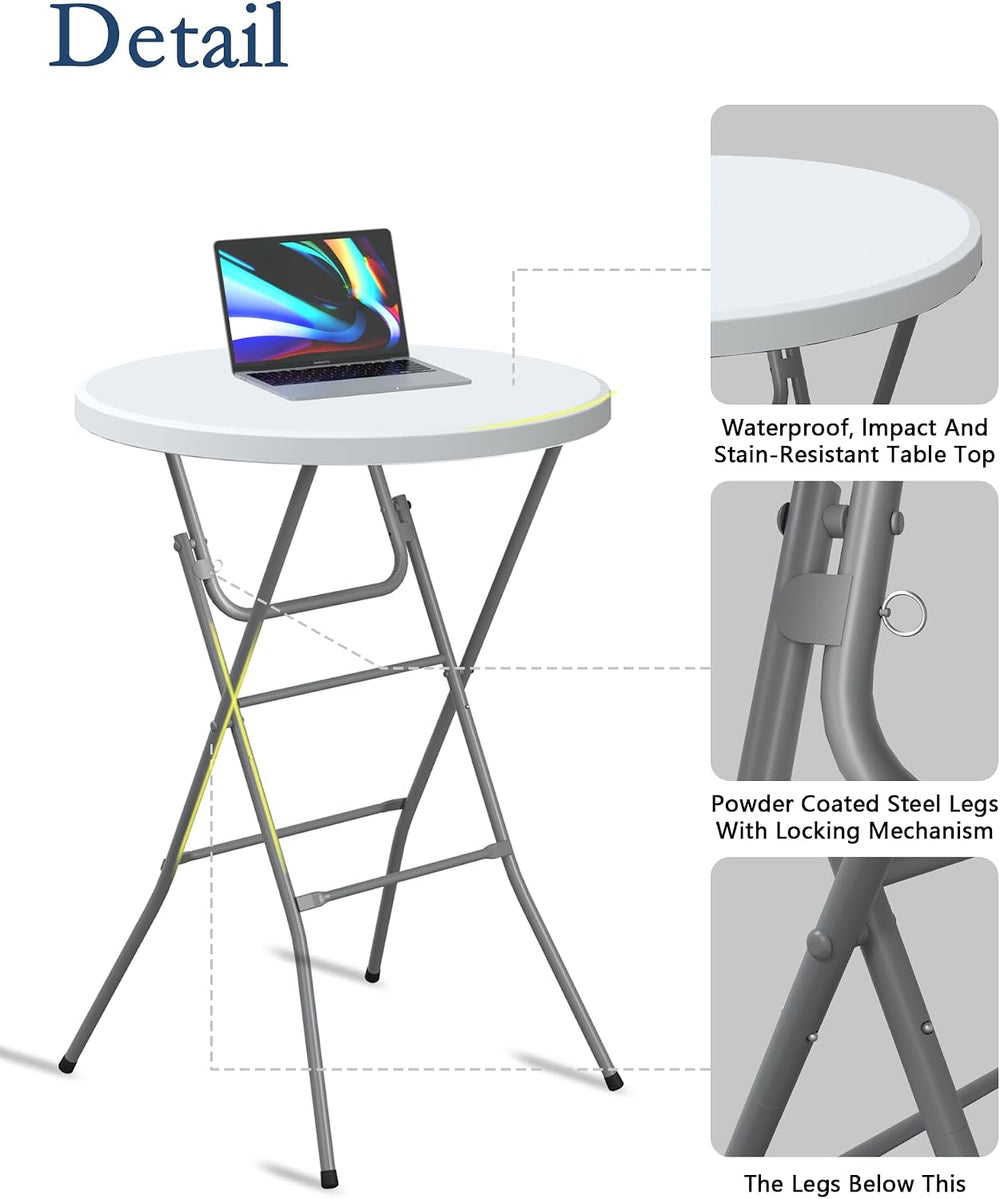 Round Folding Table, 32" Bar Height Tables for Parties and Commercial Ev...