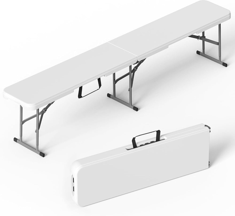 VSOAEIL 6 Foot Folding Bench, 6 FT Foldable Plastic Bench Indoor & Outdoor