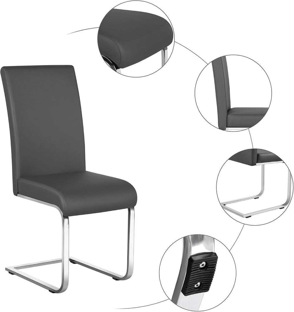 Yaheetech Dining Chairs Set of 2 High Back Modern Kitchen Chairs Dark Gray