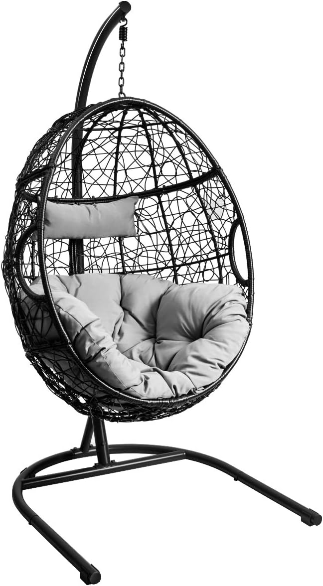 Giantex Hanging Egg Chair, 36.5-Width Oversized Swing Chair with C-Hammock St...