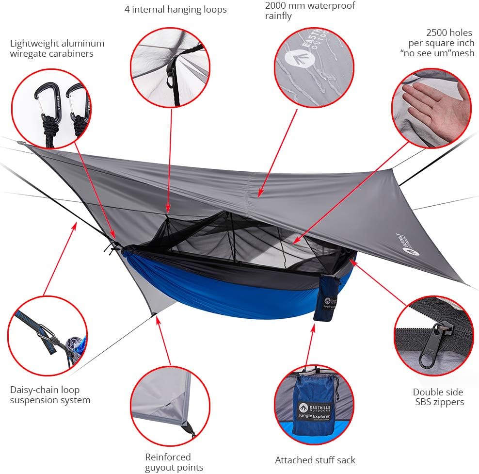 Easthills Outdoors Jungle Explorer 118" x 79" Double Camping Hammoc...
