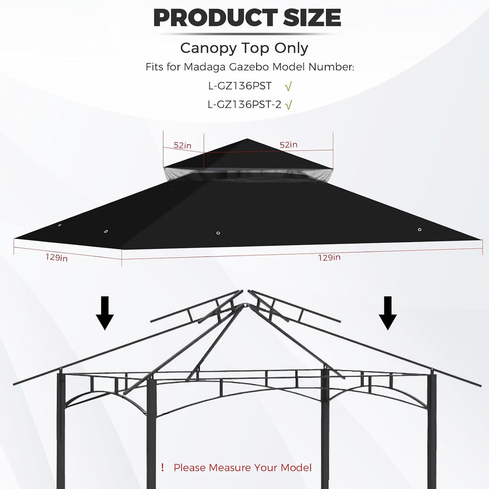 10x10 Canopy Replacement Top for Target Madaga Gazebo, Black