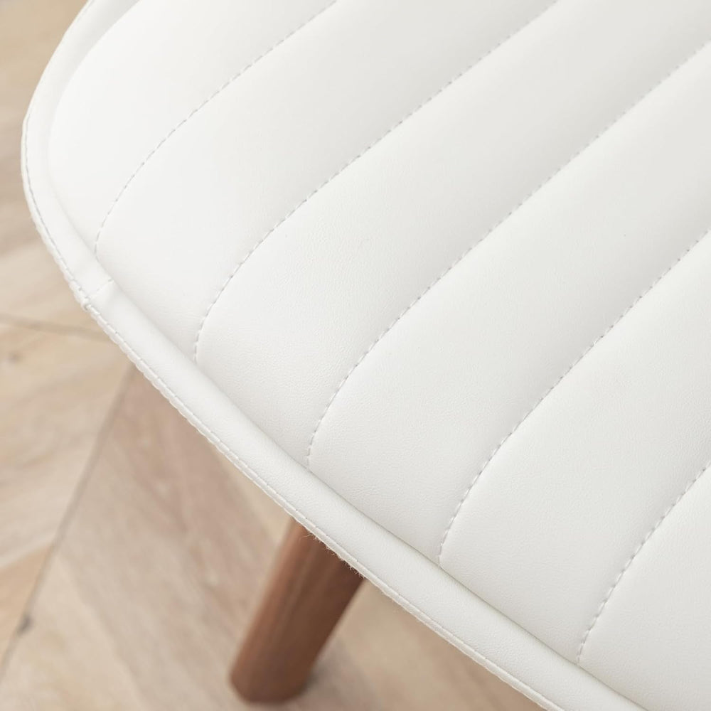 LUNLING Swivel Dining Room Chairs Set of 2,Mid Century Modern White Faux Leat...
