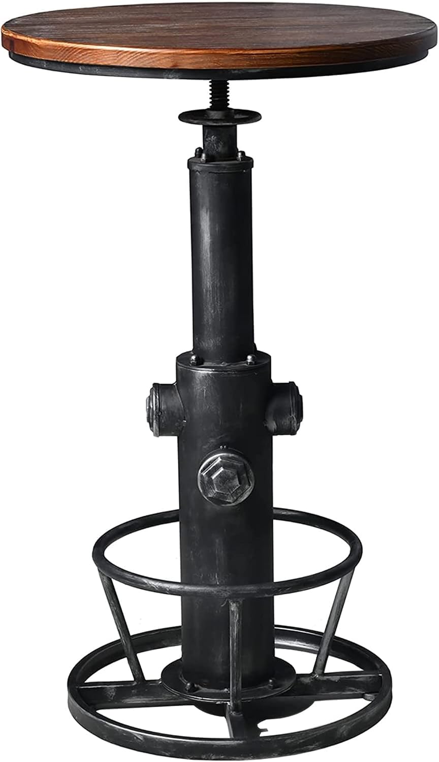 LOKKHAN Industrial Bar Table 38.6"-48.4" Height Adjustable Swivel R...