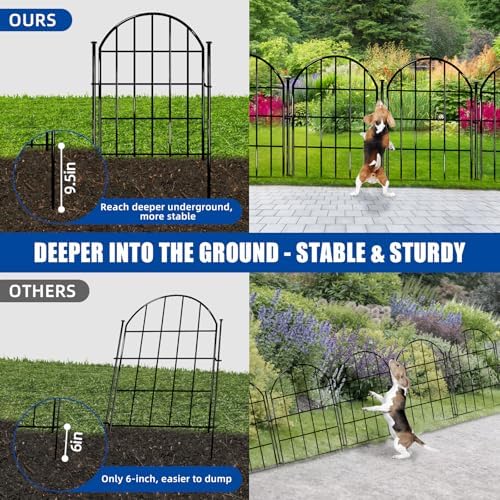 17in X 28ft Decorative Garden Fence, 26 Panels Rustproof Metal No Dig Fence, ...
