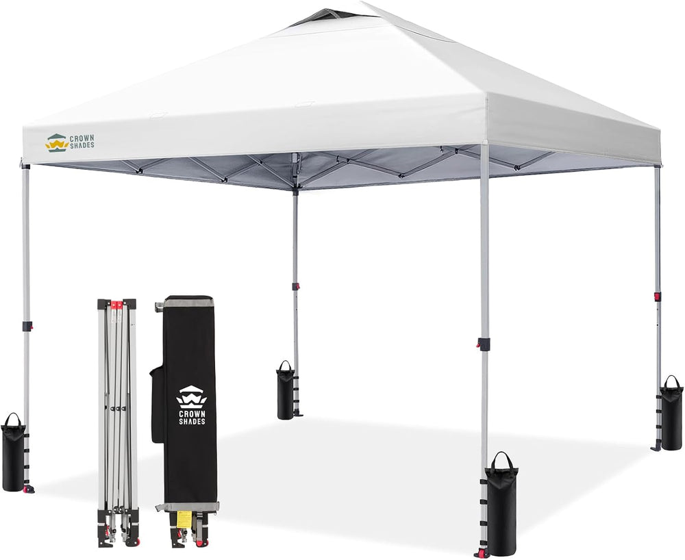 CROWN SHADES 12x12 Pop Up Canopy Tent with One Push Setup, Grid White