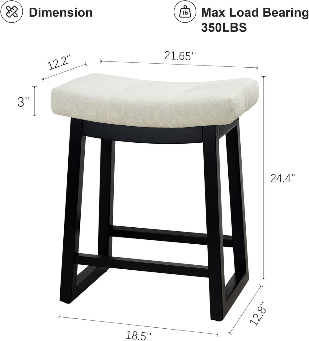 Counter Height Bar Stools Set of 3, 24 Inch Backless Upholstered Counter Stoo...