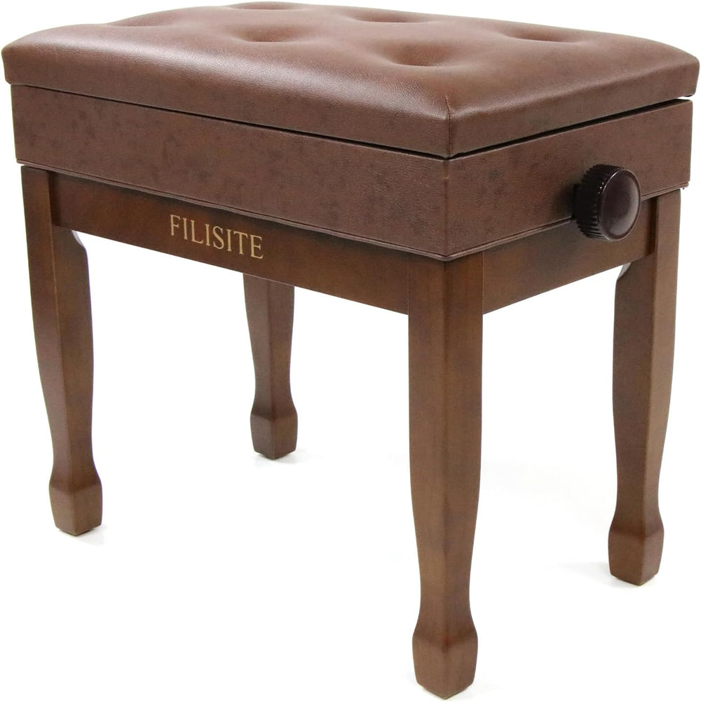 Adjustable Height Piano Stool Bench PU Leather Cushion Wooden Keyboard Seat w...