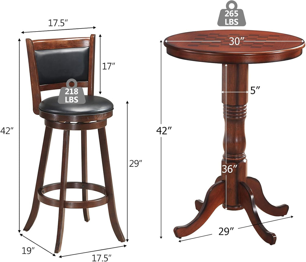 ERGOMASTER 3-Piece Dining Table Set for 2, Compact Round Table with Swivel Ba...