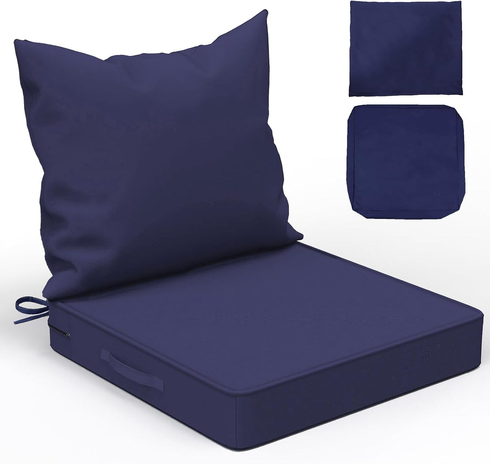 Outdoor Cushions 24x24 Inch, Waterproof Fade Resistant, 2 Covers, Blue