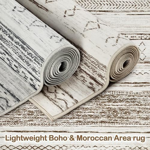 Tortania Area Rug Living Room Rugs - 9x12 Washable Large Soft Neutral Boho Mo...