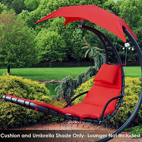 Sunnydaze Outdoor Hanging Lounge Chair Replacement Cushion and Floating Umbre...