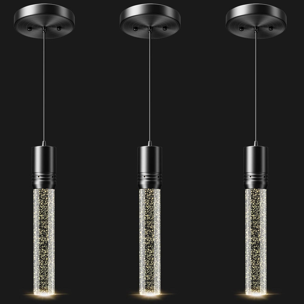 Black Pendant Lights Kitchen Island, Crystal Bubble Pendant Lights, Adjustabl...