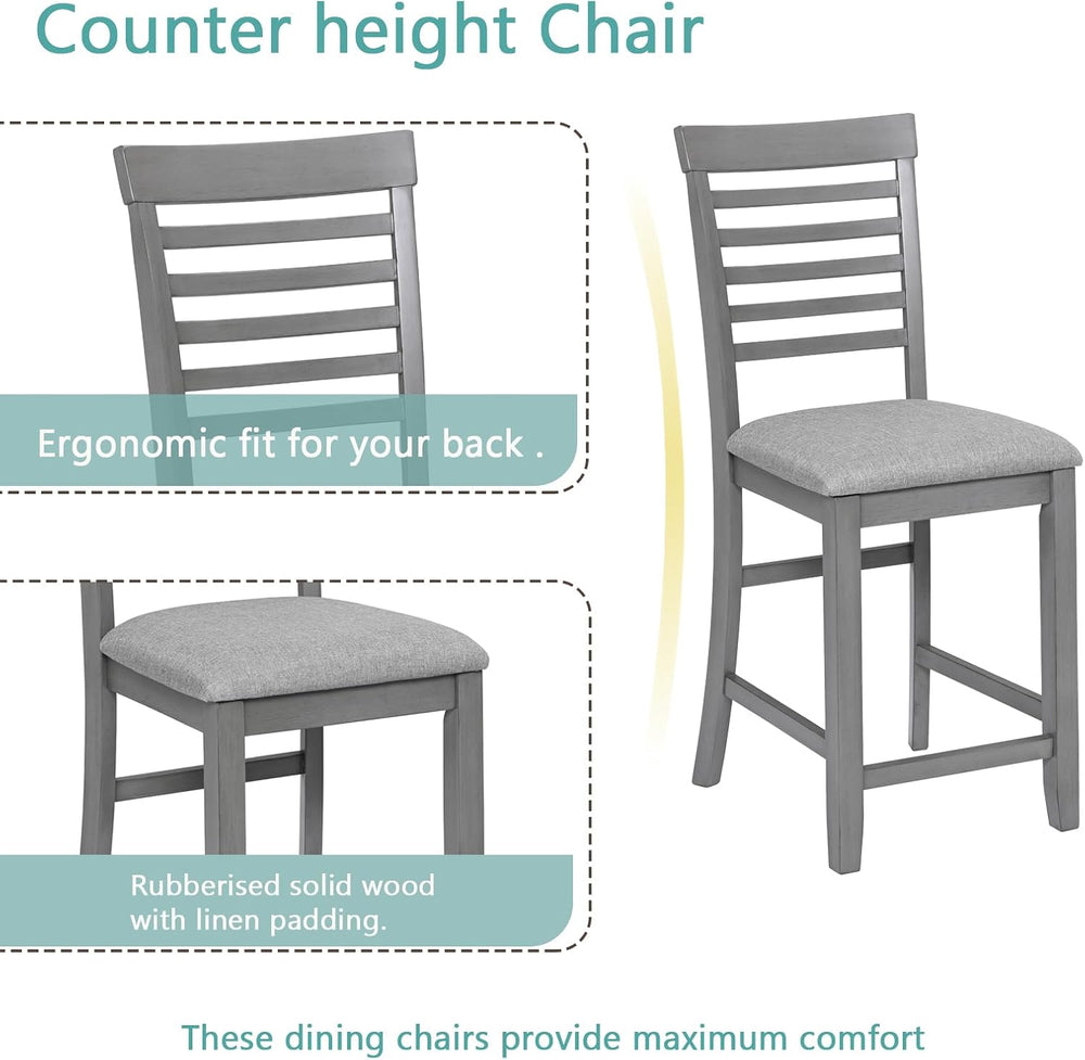 LUMISOL 5-Piece Dining Table Set for 4, Farmhouse Counter Height Kitchen Dini...