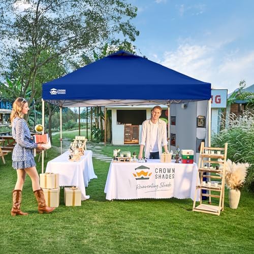 CROWN SHADES Canopy Tent 10x10 Pop Up Canopy with Side Pockets, Navy Blue