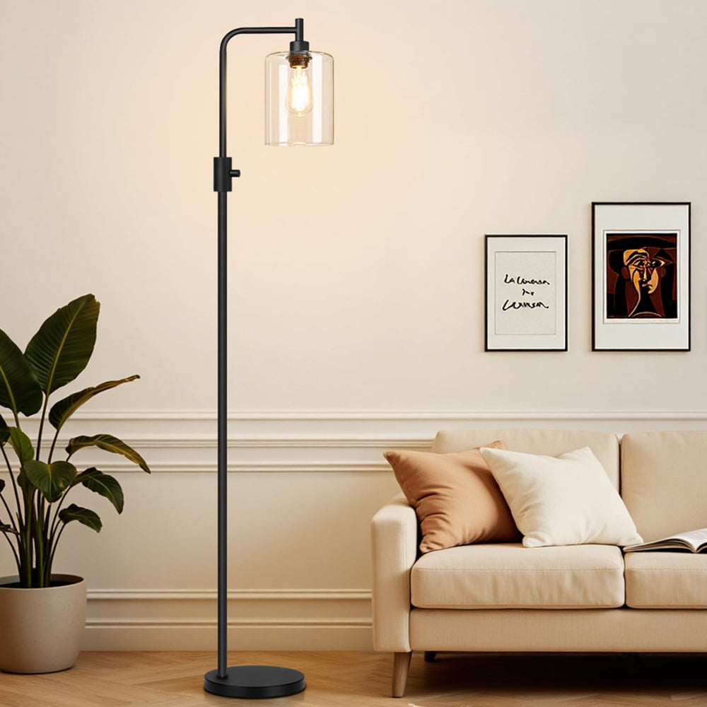 【Upgraded】 Dimmable Floor Lamp for Living Room with Clear Glass Lampshade, Bl...