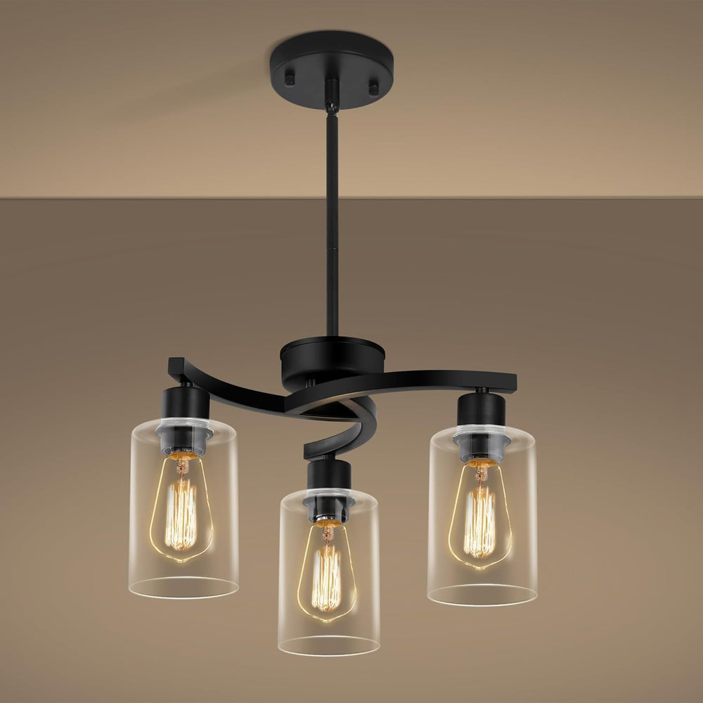 CNRATYE 3-Light Modern Farmhouse Black Pendant Lights Kitchen Island, Adjusta...