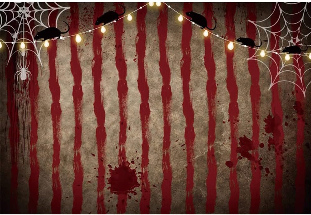 10x7ft Halloween Circus Backdrop Horror Scary Bloody Circus Tent Rat Spider W...