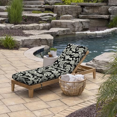 Arden Outdoor Plush Modern Tufted Chaise Cushion, 76 x 22, Rain-Proof, Fade R...
