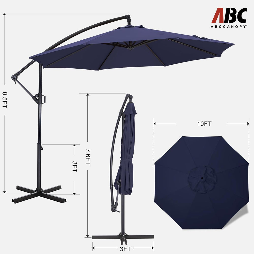 ABCCANOPY 9FT Cantilever Outdoor Patio Umbrella, Navy Blue
