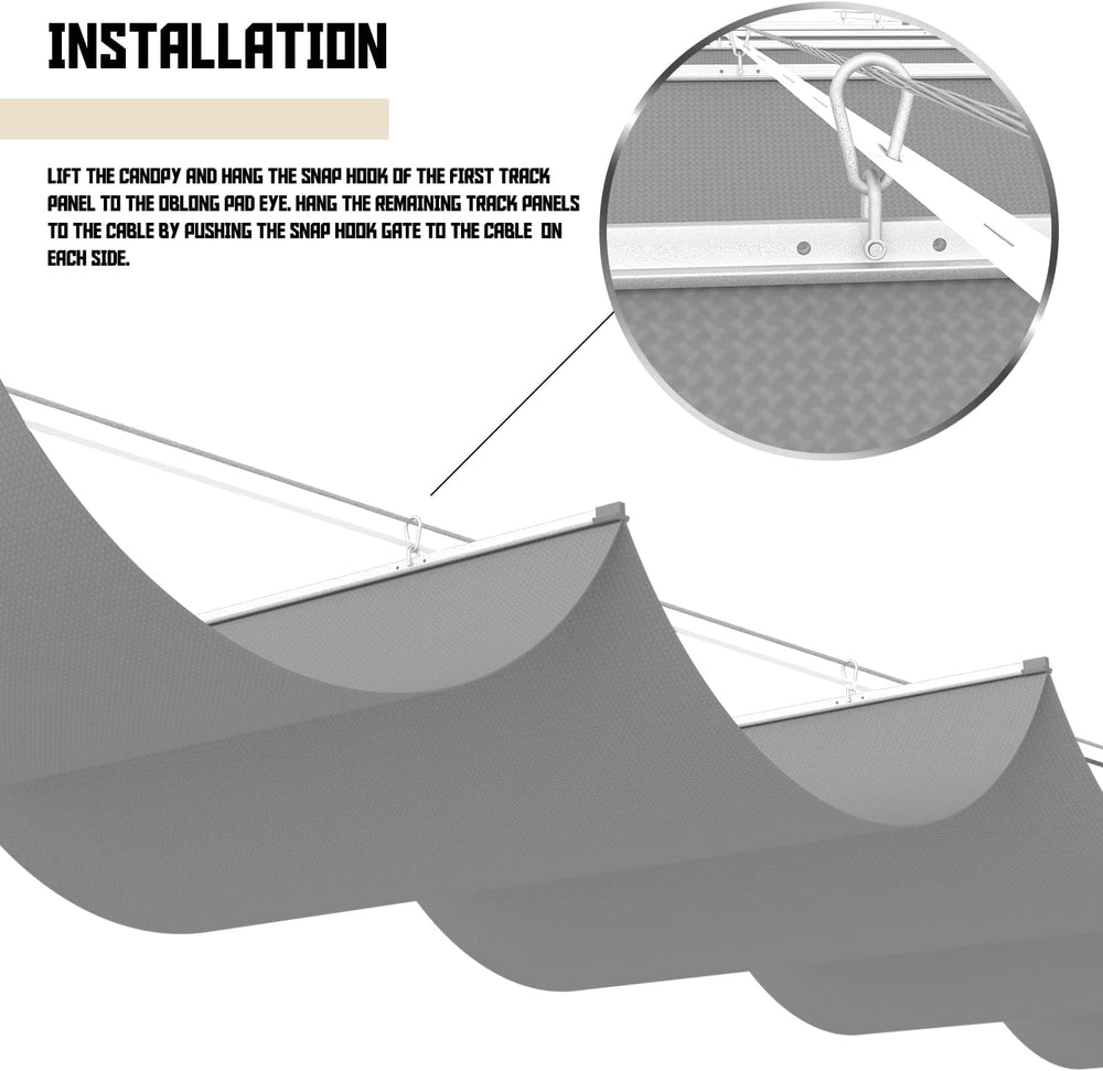 Patio 3'W x 12'L Waterproof Pergola Shade Cover Retractable Canopy Re...
