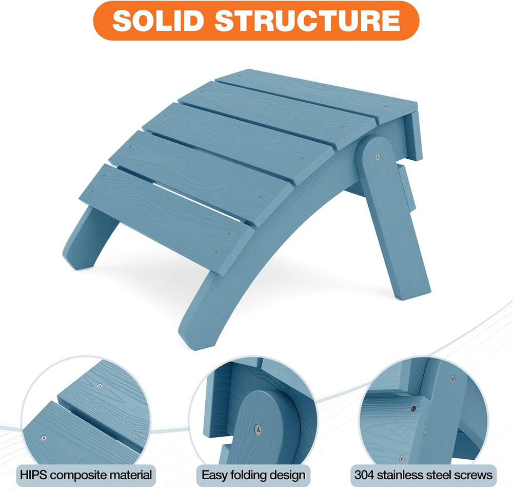 YEFU Folding Adirondack Ottoman Outdoor Set of 2, Blue