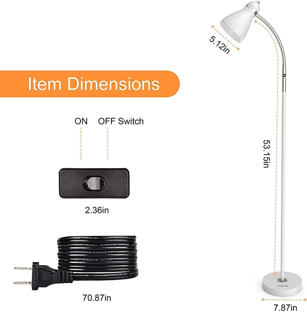 LEPOWER Floor Lamp, Metal Standing Lamp with Adjustable Gooseneck for Dorm