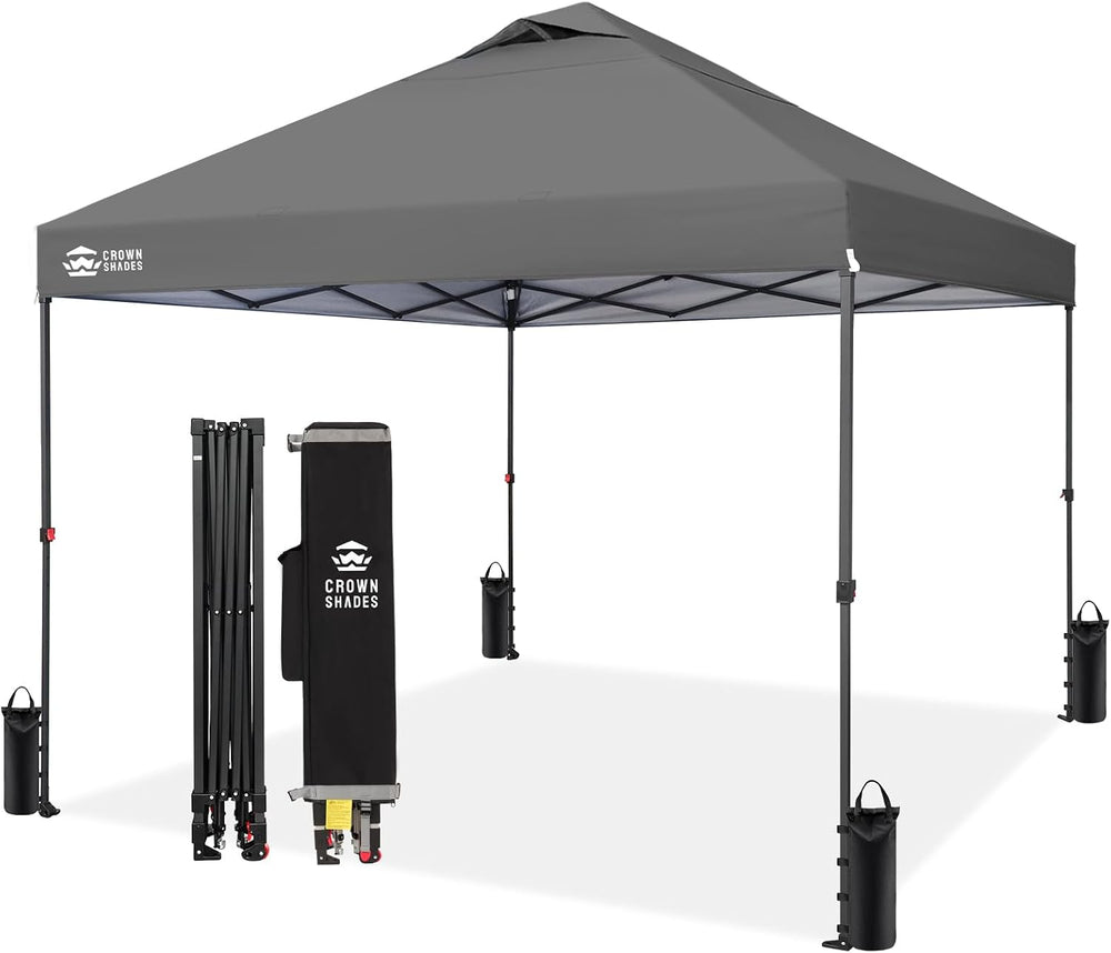CROWN SHADES 10x10 Pop Up Canopy Tent, Outdoor Canopy, Grey